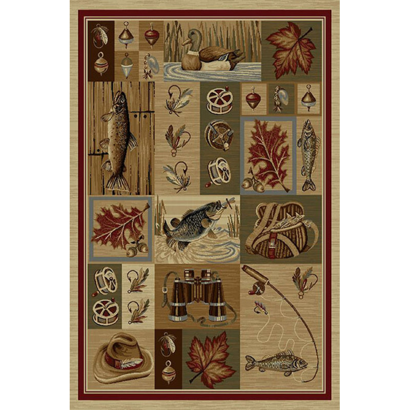 Tapis de zone beige de pêche Wilsonville, Rectangle 2 pi x 4 pi