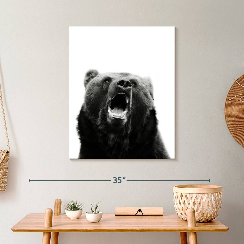 «Snarling Grizzly Bear» sur toile, H 20 po x l 25 po x P 1,25 po