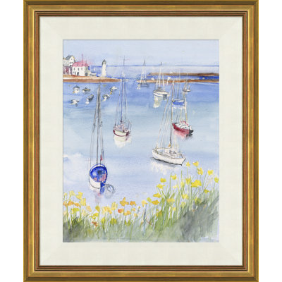 Sailboats In Harbor Painting