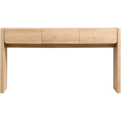 Farmhouse 3-Drawer Entryway Table With Rounded Corners, For Living Room & Behind Sofa