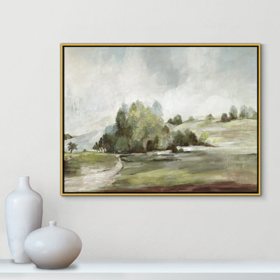 Concorde Green Country Road by Allison Pearce - Floater Frame Print on Canvas