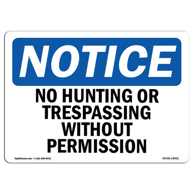No Hunting or Trespassing Without Permission Sign