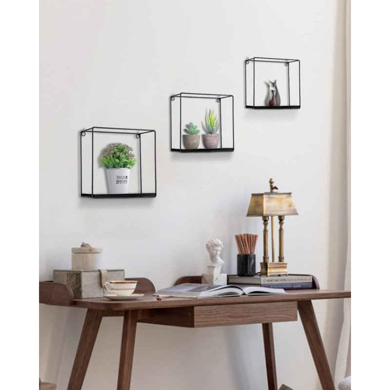 Hendrica 3 Piece Square Accent Shelf, 31cm H x 31cm W x 3cm D, Brown