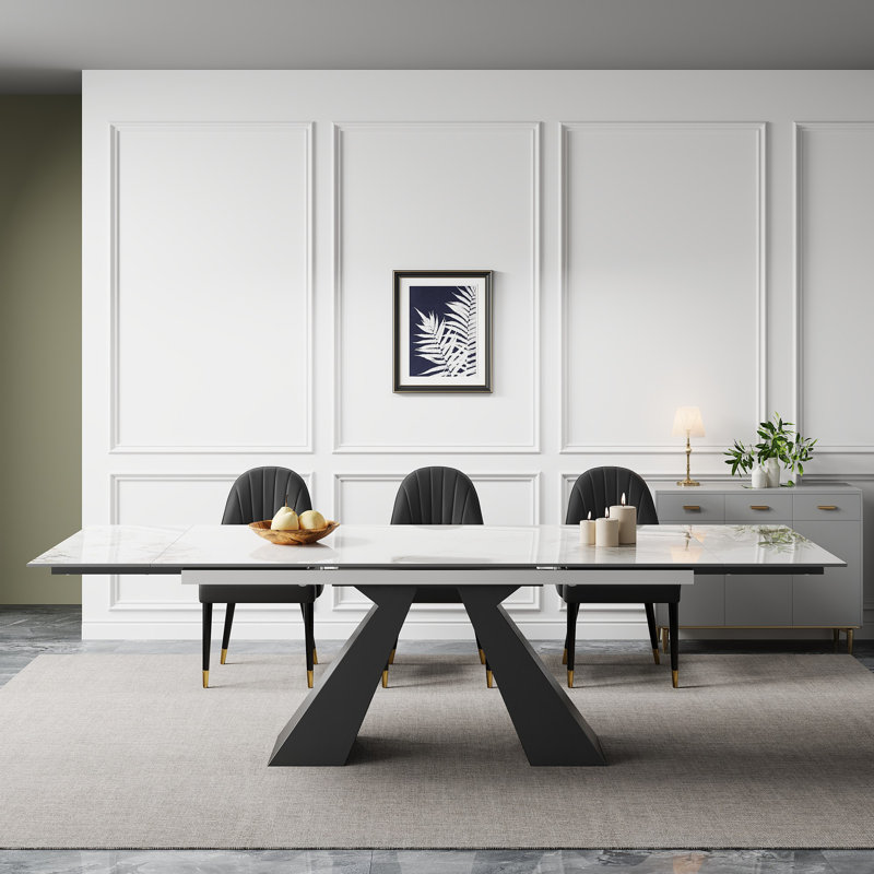 110.23'' Extendable Sintered Stone Dining Table and Dining Set, Chanel, 11