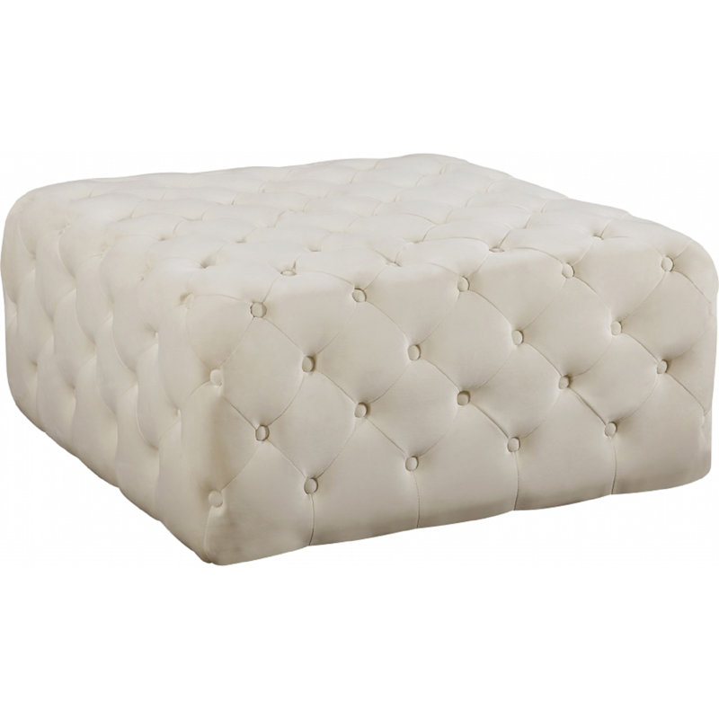 Crompton 83cm Wide Tufted Square Ottoman, Cream