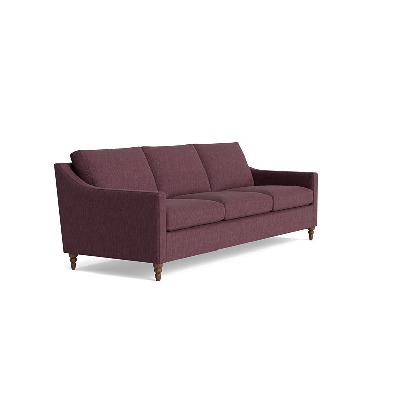 Vera Sofa (95"), Walnut Finish (Turned), Performance Weave - Aubergine