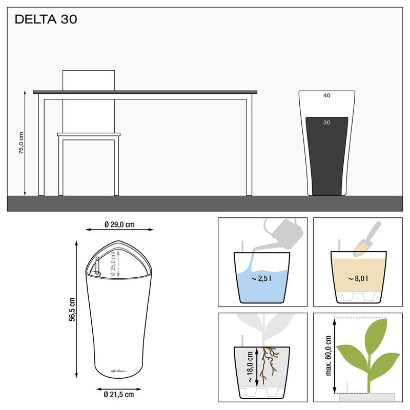 Delta Premium Pot Planter, 56cm H x 30cm W x 30cm D, Scarlet Red
