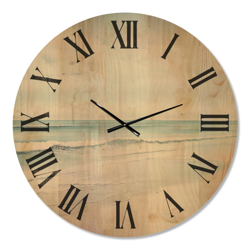 Horloge murale surdimensionnée en bois plage Beach Tranquil Waters II, Oversized