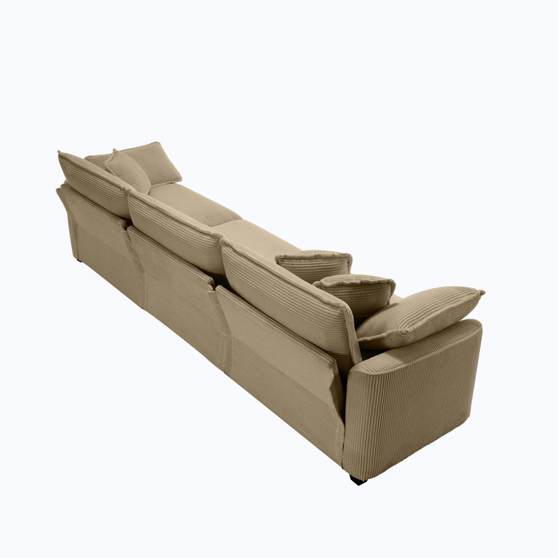 Bequette Sofa, Tan Corduroy, 3, 34" H x 114.5" W x 34.5" D
