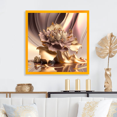 Or liquide et fleurs modernes roses II - Fleurs modernes liquides II - reproduction sur toile