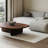  Table basse ovale en bois massif brun noisette-107929425