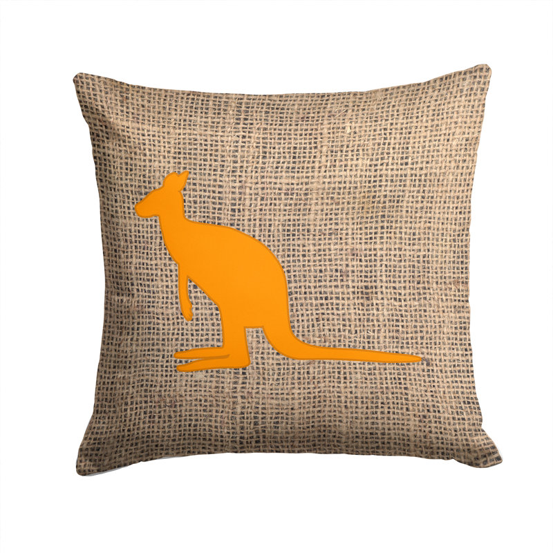Kangaroo Outdoor Reversible Throw Pillow, Orange, 14" H x 14" W x 4" D