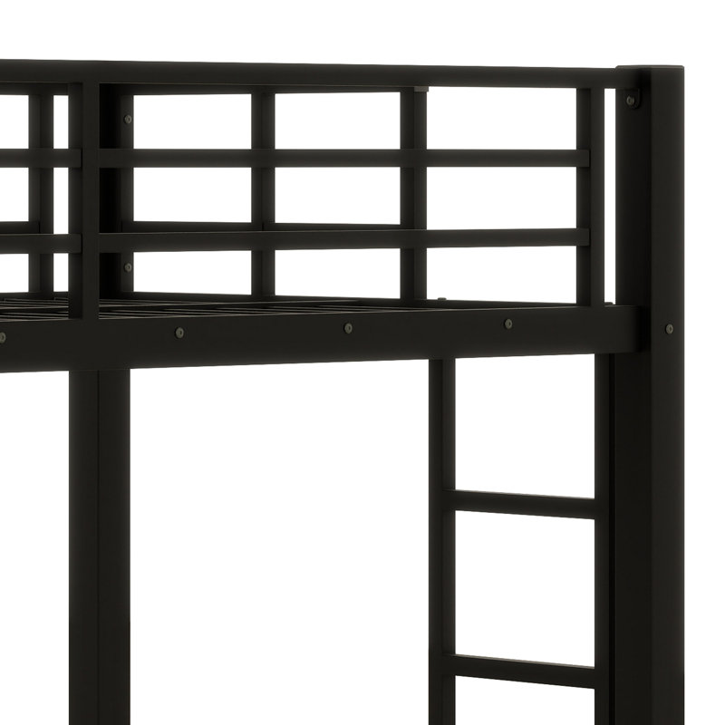 Lit mezzanine en métal avec échelle intégrée et garde-corps, Très grand simple