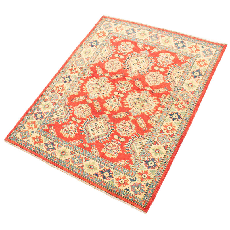 Tapis unique en laine noué à la main couleur cuivre / crème 4 pi 11 po x 6 pi 1 po années 2010 Qaiden
