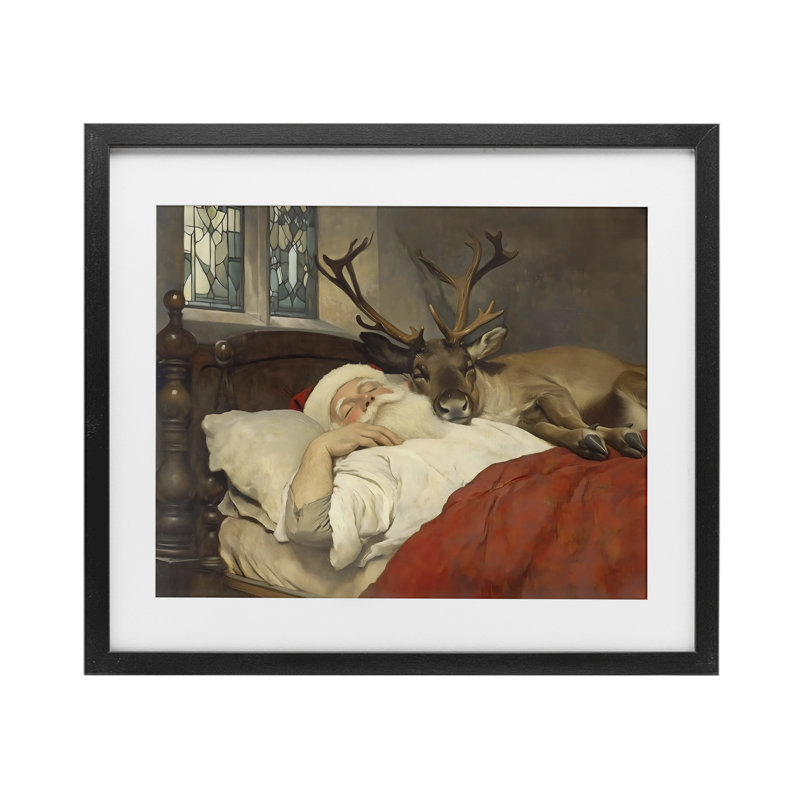 «Goodnight Santa & Reindeer», reproduction encadrée sous verre, design par Arlington Prints, H 13 po x l 16 po