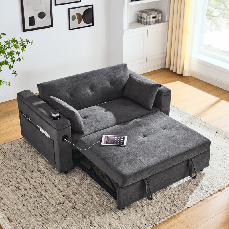 Hokku Designs Modern Convertible Sofa with Pull Out Bed - Wayfair Canada