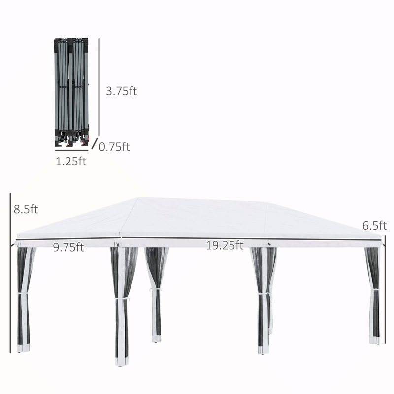 Tente avec auvent Pop Up Outsunny, White