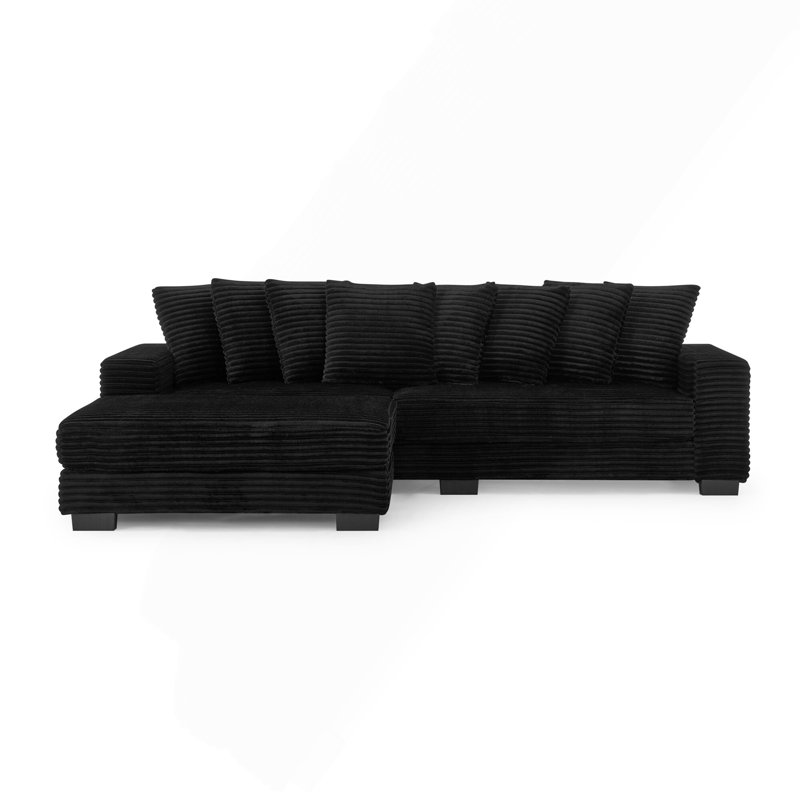 Canapé-lit modulaire rembourré en velours côtelé Corduroy, Noir