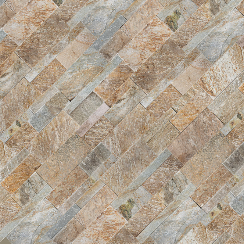 Stonecrest 9 in. x 24 in. Split Face Natural Stone Ledger Panel Wall Tile, Amber Cream