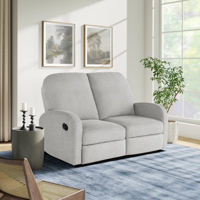 Hallstead Manual Reclining Loveseat 58.3 Soft Modern Curved Arm Pocket Coil Comfort Easy Assembly