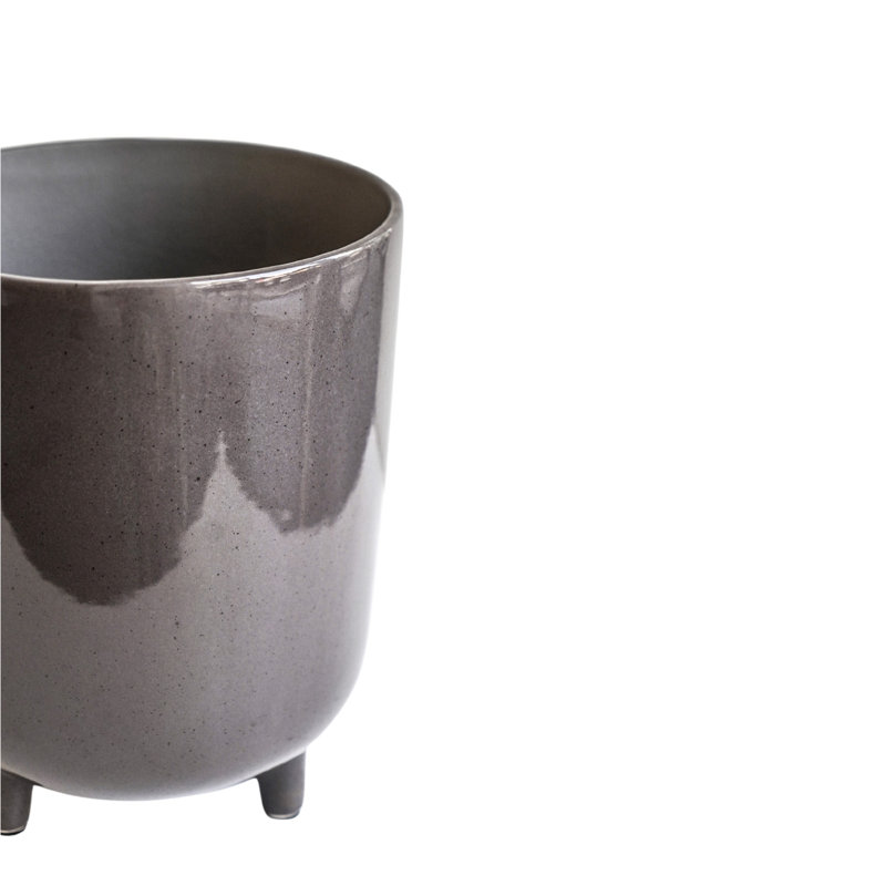 Ivyline Indoor Lecce White Speckled Planter, 19cm H x 16cm W x 16cm D, Grey
