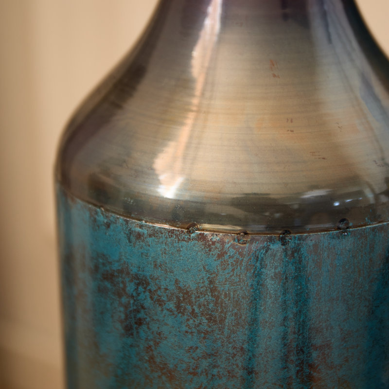 Ensemble de 3 vases en métal, Bleu turquoise
