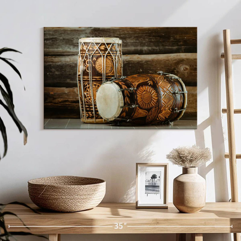 Abarca Indian Dholak Drums, 16" H x 24" W