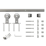 30 In. X 80 In. Light Grey Painted Finished Composite MDF 6 Panel Interiorsliding  Barn Door With Hardware Kit