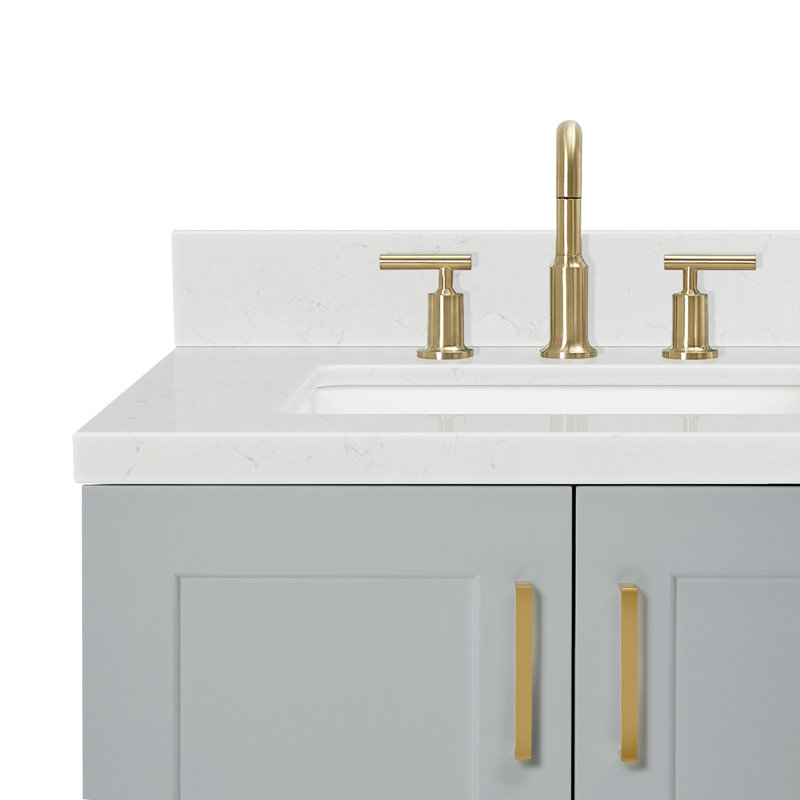 31 IN.  Single Bathroom Vanity, Gray, Oval, Carrara Quartz
