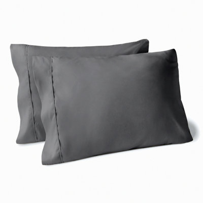 Cooling Comfort Microfiber Pillowcase Set - Double Brushed Grey Pack - Queen Size - Easy Care - Set of 2 - Breathable Pillow Cases