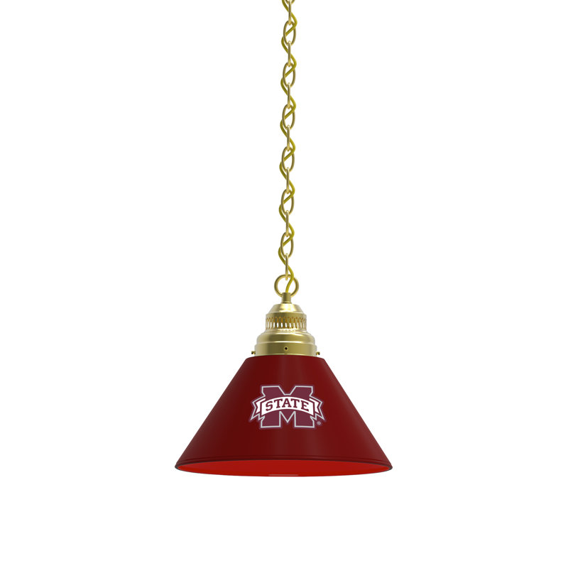 1 - Light Single Pendant, Brass, Mississippi State Bulldogs