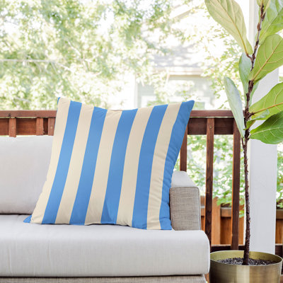 Coussin décoratif bleu et blanc Lyman Creative Co