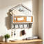Porte-courrier mural et porte-clés rustique mural, organisateur flottant en bois avec rangement pour le courrier, crochets à clés et tableau d'affichage pour vestibule, vestibule, salon, bureau