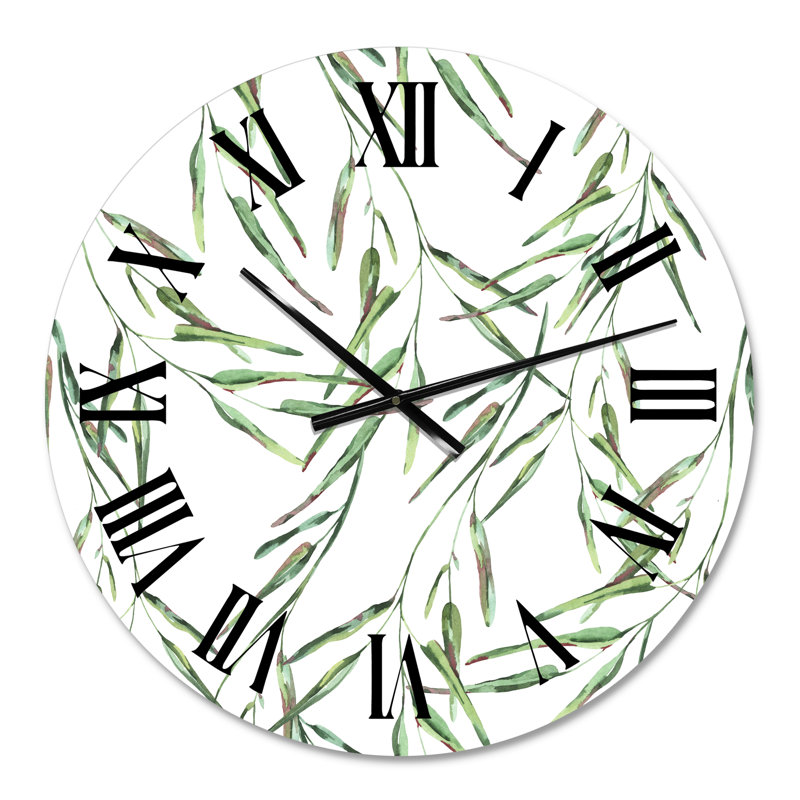 Feuilles vertes tropicales en été II - horloge murale tropicale, Moyen