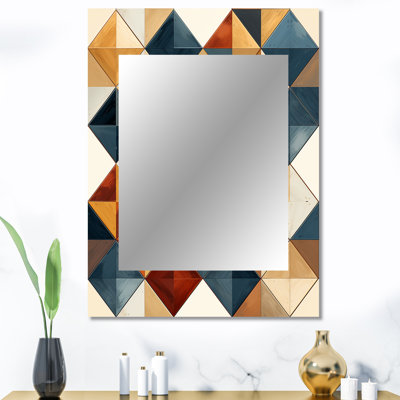 Mosaïque de tons naturels gris et beige - miroir mural géométrique, miroir décoratif moderne, impression d'art en métal