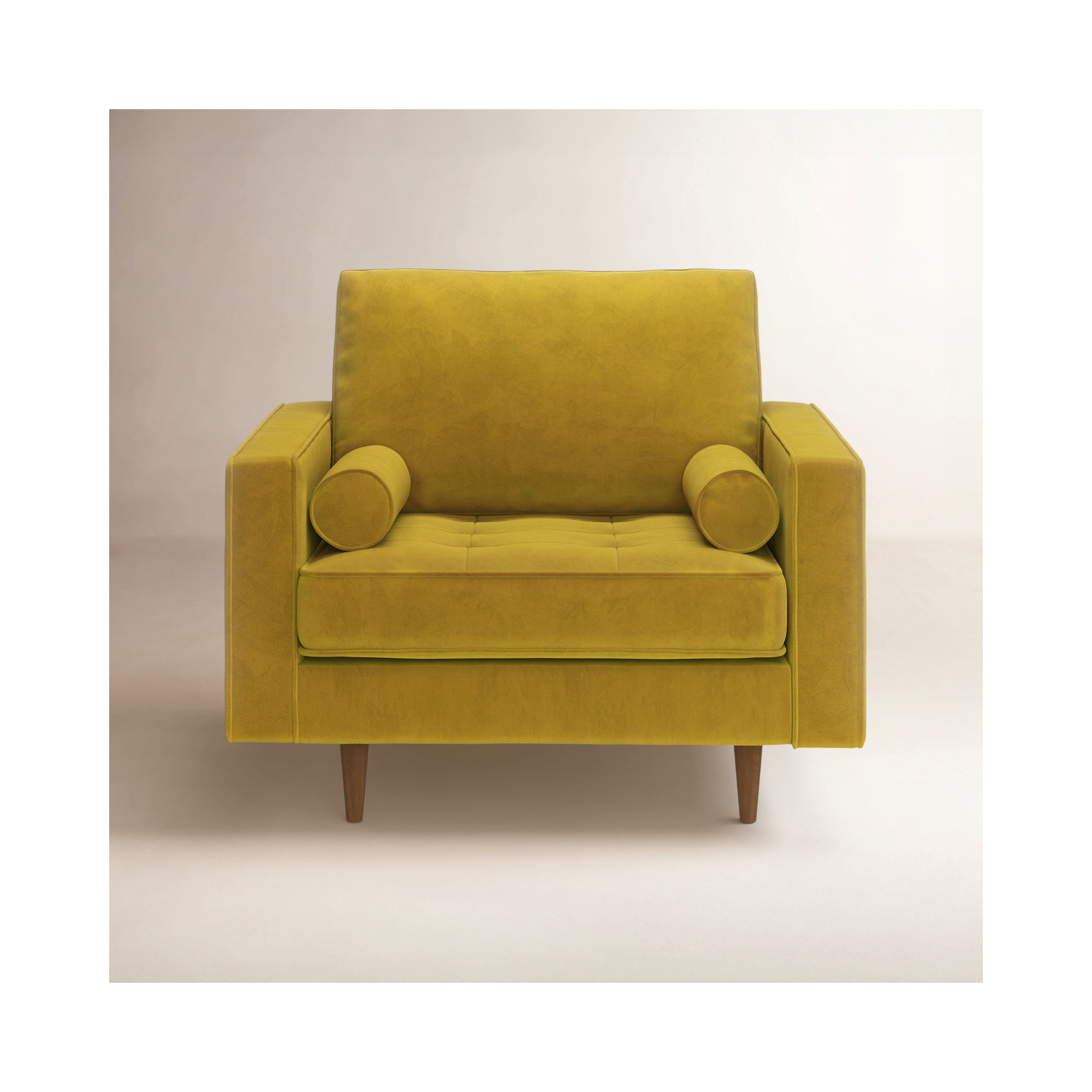 Geo Upholstered Armchair, Bella Gold Performance Velvet