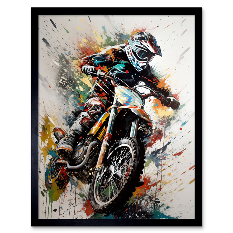 Beykoy Motocross Racer Splat Action Shot Portrait - Single Picture Frame Print