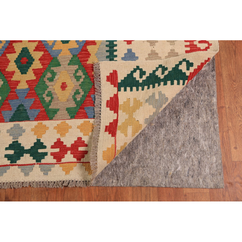 Geometric Kilim Reversible Wool Area Rug 8x11