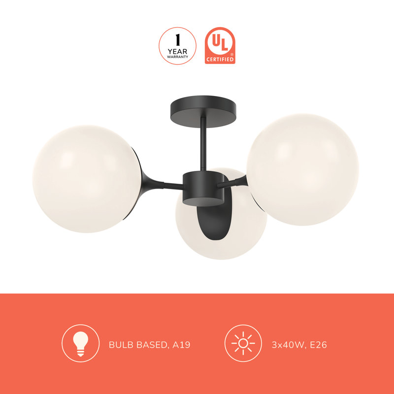 Nouveau 3 - Light Semi Flush Mount, Matte Black