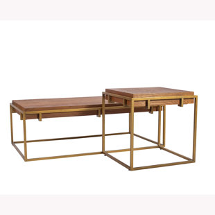 Solid Wood Top End Table Set