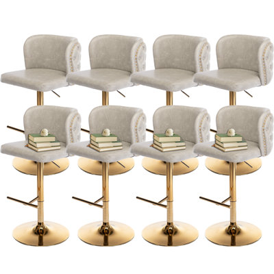 Modern Swivel Adjusatble Nailhead Height Bar Stools(Set of 8)