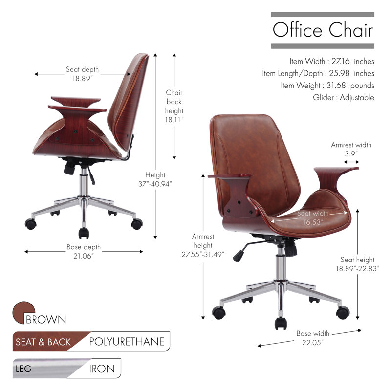 Chaise de bureau Amery, Marron