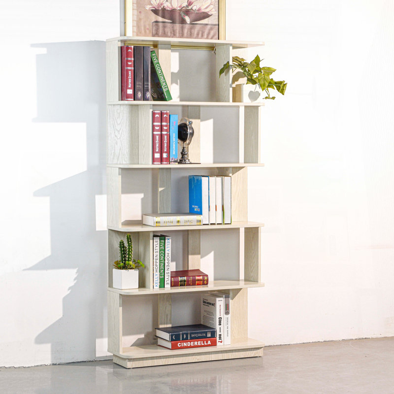 Bibliothèque moderne 31,5 "x 64,56" à 5 niveaux (rangement ouvert), Blanc