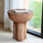 Outdoor Patio Three-Legged Wood-Grain Round MGO Side Table, Brown