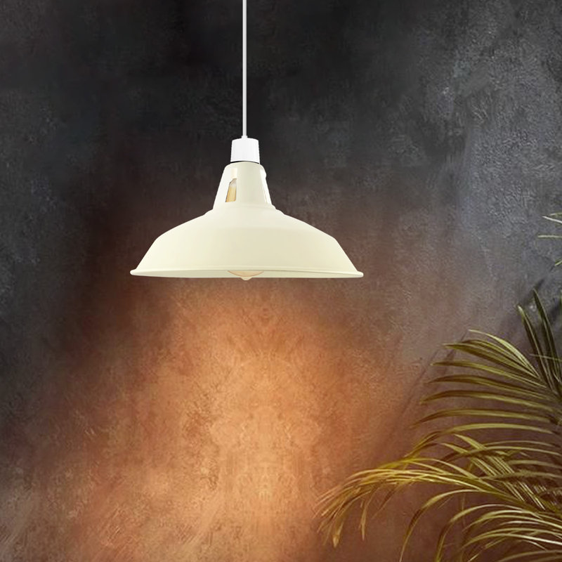16cm H Metal Bowl Lamp Shade, White