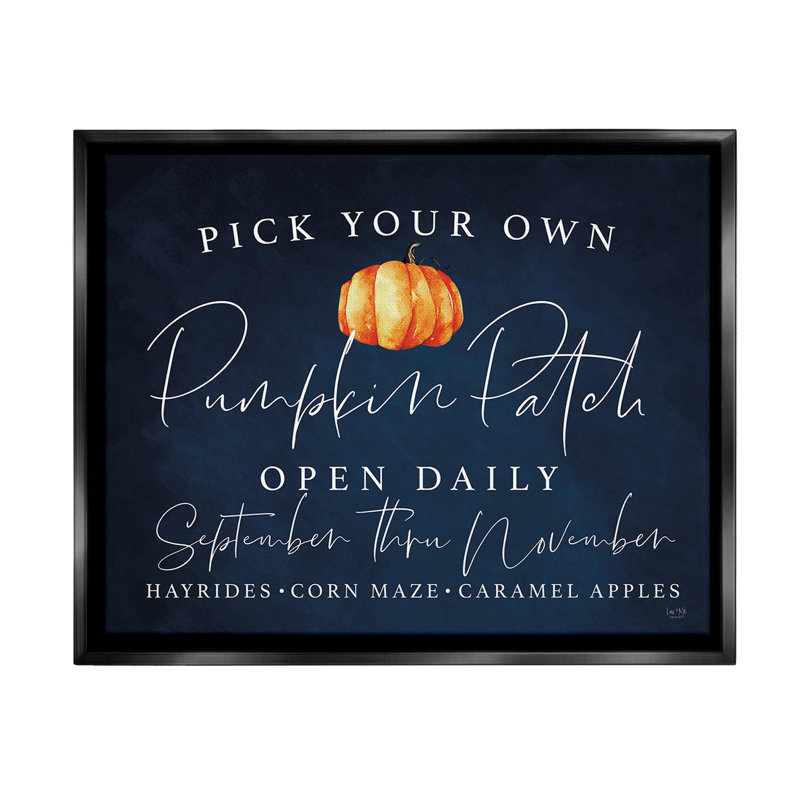 «Pick Your Own Pumpkins» sur toile, Cadre flottant noir de jais, H 25 po x l 31 po