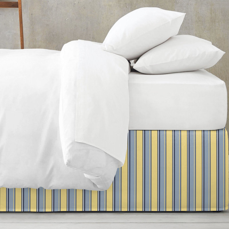 Gino Stripe Cotton Tailored Bed Skirt, Queen, 15"