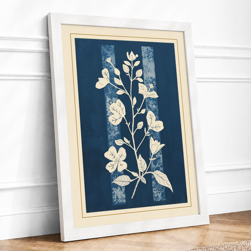 Flowering Stem Study Botanical - Framed Print, A1 - 84.1 x 59.4 cm, White