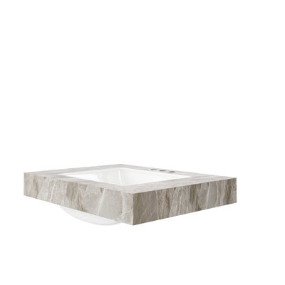 Gray Sintered Stone And Undermount Ceramic Basin Countertop, Three Pre - Drilled Faucet Holes, Scratch , 30.23 In Depth, 14.17 Package Height Overflow Hole,