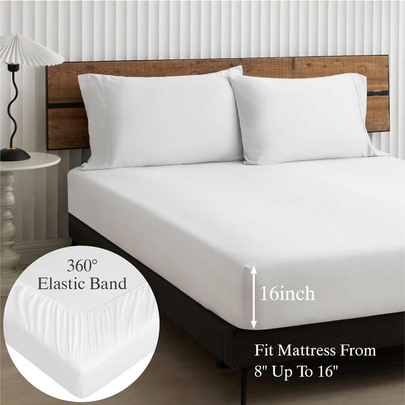TENCEL Hand Woven Sheet Set, Queen Sheet Set with 2 Pillowcases, White